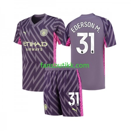 Fotballdrakt Manchester City Ederson Moraes 31 Keeper Barn Bortetrøye 2023-2024 Kortermet